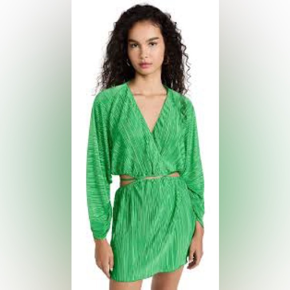 NWT Good American Plissé Sculpted Dress Summer Green Size 3/4 (US L/XL) - Picture 4 of 8
